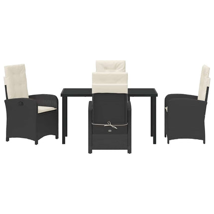 Trädgårdsmöbelset med kudde 5 pcs Svart konstrotting
