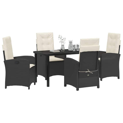Trädgårdsmöbelset med kudde 5 pcs Svart konstrotting