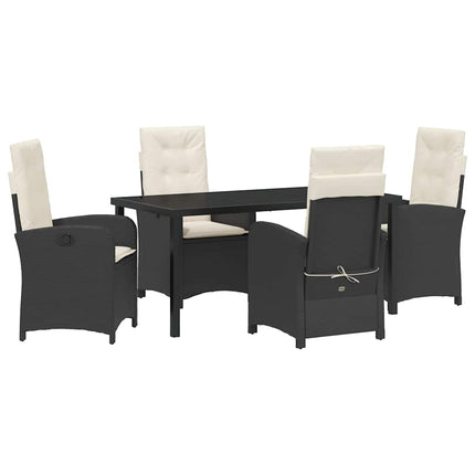 Trädgårdsmöbelset med kudde 5 pcs Svart konstrotting