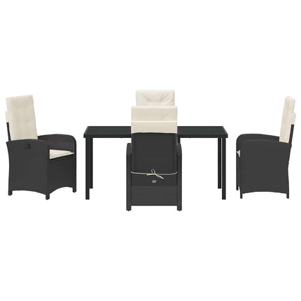 Trädgårdsmöbelset med kudde 5 pcs Svart konstrotting