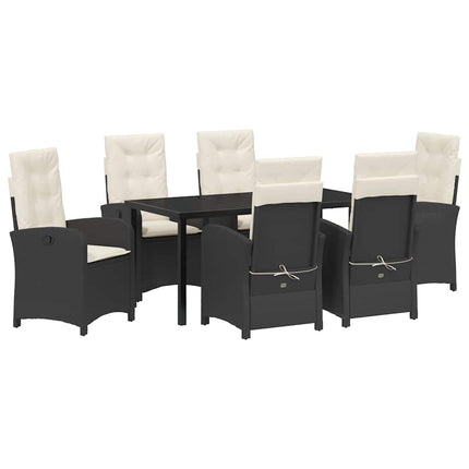 Trädgårdsmöbelset med kudde 7 pcs Svart konstrotting