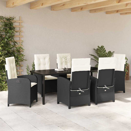 Trädgårdsmöbelset med kudde 7 pcs Svart konstrotting