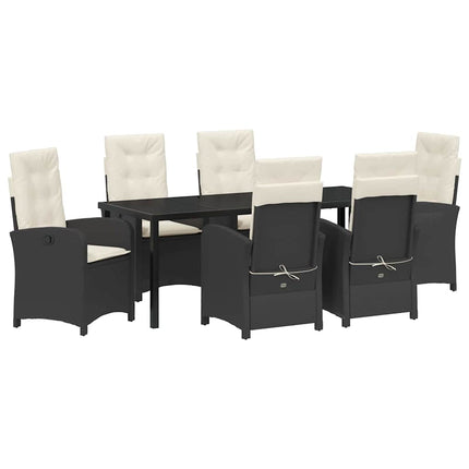 Trädgårdsmöbelset med kudde 7 pcs Svart konstrotting