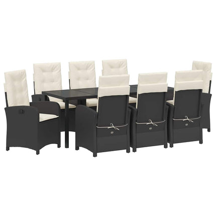 Trädgårdsmöbelset med kudde 9 pcs Svart konstrotting