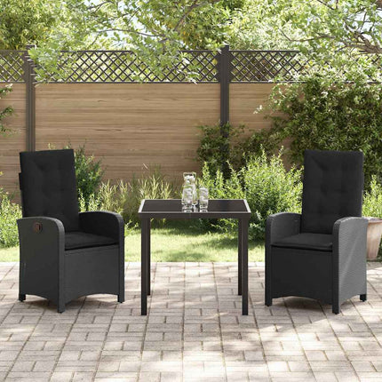 Trädgårdsmöbelset med kudde 3 pcs Svart konstrotting