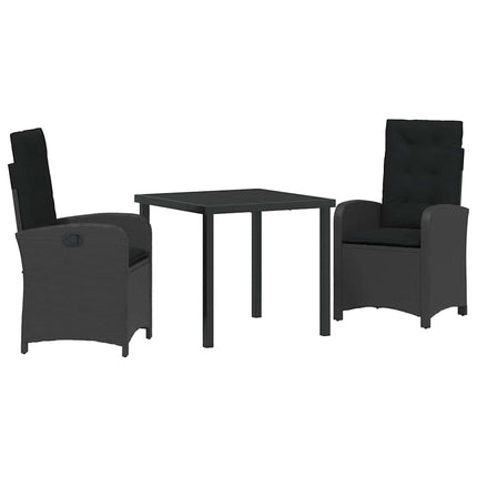 Trädgårdsmöbelset med kudde 3 pcs Svart konstrotting