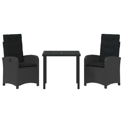 Trädgårdsmöbelset med kudde 3 pcs Svart konstrotting
