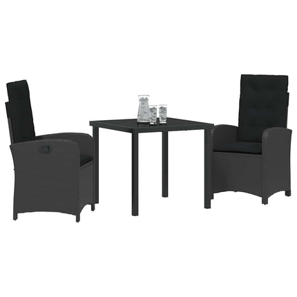 Trädgårdsmöbelset med kudde 3 pcs Svart konstrotting