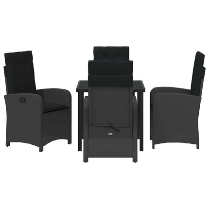 Trädgårdsmöbelset med kudde 5 pcs Svart konstrotting