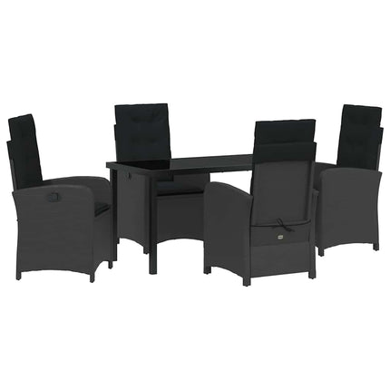 Trädgårdsmöbelset med kudde 5 pcs Svart konstrotting