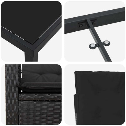 Trädgårdsmöbelset med kudde 5 pcs Svart konstrotting