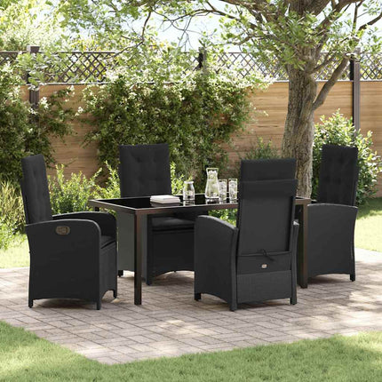 Trädgårdsmöbelset med kudde 5 pcs Svart konstrotting