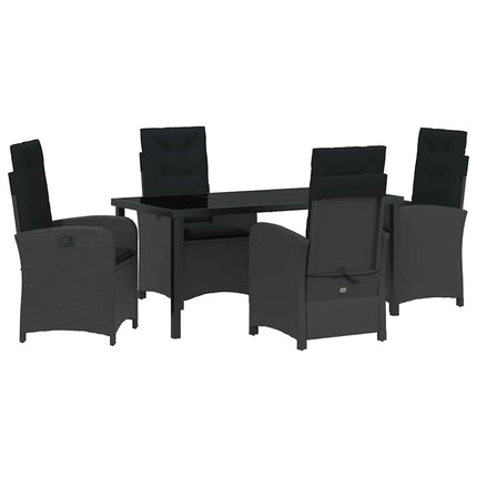 Trädgårdsmöbelset med kudde 5 pcs Svart konstrotting