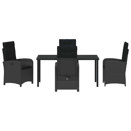 Trädgårdsmöbelset med kudde 5 pcs Svart konstrotting
