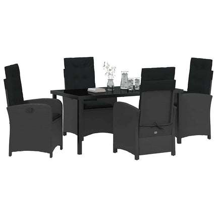 Trädgårdsmöbelset med kudde 5 pcs Svart konstrotting