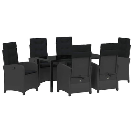 Trädgårdsmöbelset med kudde 7 pcs Svart konstrotting