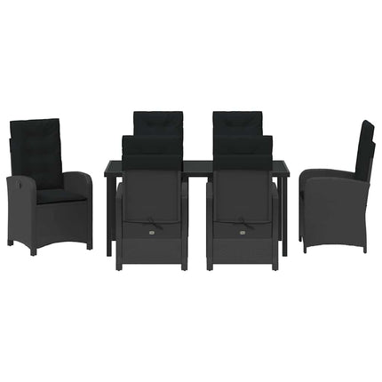 Trädgårdsmöbelset med kudde 7 pcs Svart konstrotting
