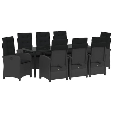 Trädgårdsmöbelset med kudde 9 pcs Svart konstrotting