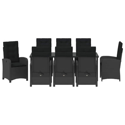 Trädgårdsmöbelset med kudde 9 pcs Svart konstrotting