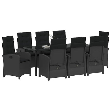 Trädgårdsmöbelset med kudde 9 pcs Svart konstrotting