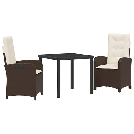 Trädgårdsmöbelset med kudde 3 pcs Brun konstrotting