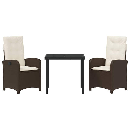 Trädgårdsmöbelset med kudde 3 pcs Brun konstrotting