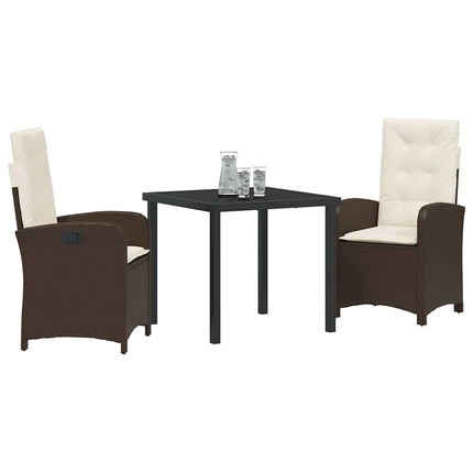 Trädgårdsmöbelset med kudde 3 pcs Brun konstrotting