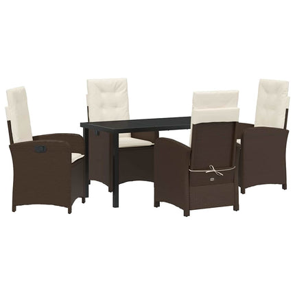 Trädgårdsmöbelset med kudde 5 pcs Brun konstrotting