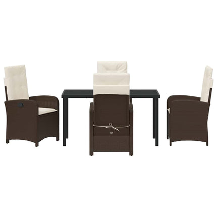 Trädgårdsmöbelset med kudde 5 pcs Brun konstrotting