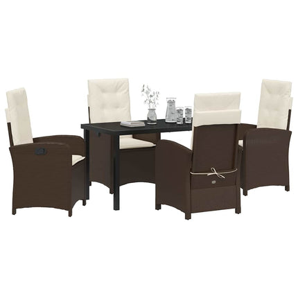 Trädgårdsmöbelset med kudde 5 pcs Brun konstrotting