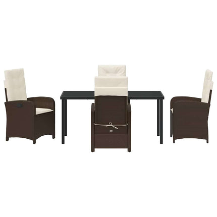 Trädgårdsmöbelset med kudde 5 pcs Brun konstrotting