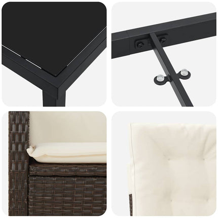 Trädgårdsmöbelset med kudde 7 pcs Brun konstrotting