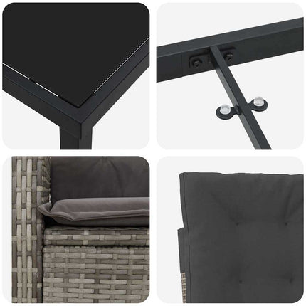 Trädgårdsmöbelset med kudde 3 pcs Grå konstrotting