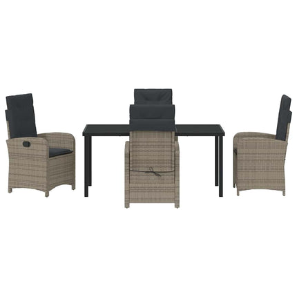 Trädgårdsmöbelset med kudde 5 pcs Grå konstrotting