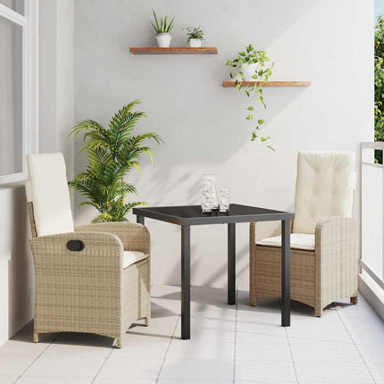 Trädgårdsmöbelset med kudde 3 pcs Beige konstrotting