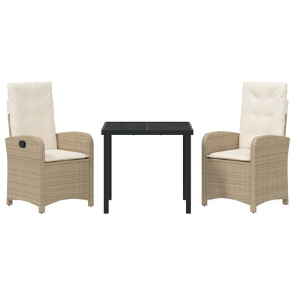 Trädgårdsmöbelset med kudde 3 pcs Beige konstrotting