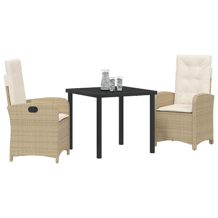 Trädgårdsmöbelset med kudde 3 pcs Beige konstrotting