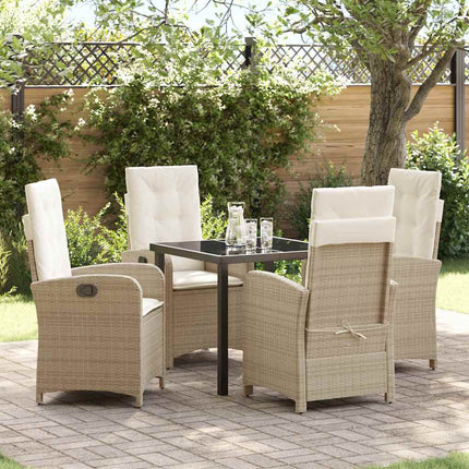 Trädgårdsmöbelset med kudde 5 pcs Beige konstrotting