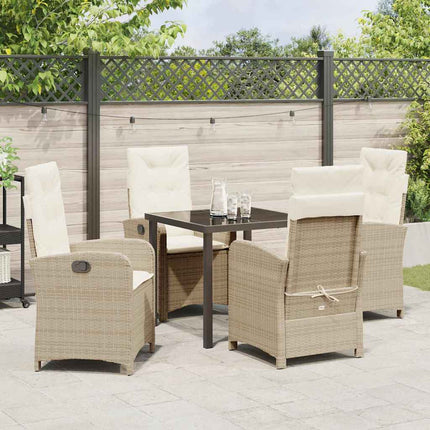 Trädgårdsmöbelset med kudde 5 pcs Beige konstrotting