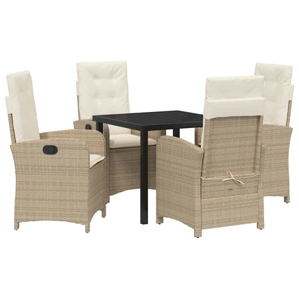 Trädgårdsmöbelset med kudde 5 pcs Beige konstrotting
