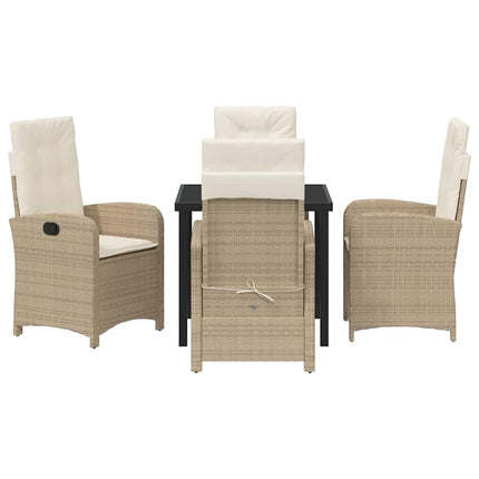 Trädgårdsmöbelset med kudde 5 pcs Beige konstrotting