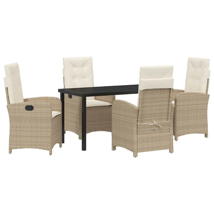 Trädgårdsmöbelset med kudde 5 pcs Beige konstrotting
