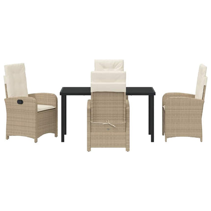 Trädgårdsmöbelset med kudde 5 pcs Beige konstrotting