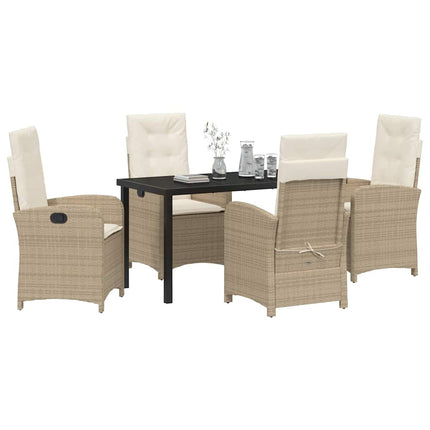 Trädgårdsmöbelset med kudde 5 pcs Beige konstrotting