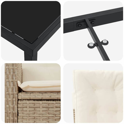 Trädgårdsmöbelset med kudde 5 pcs Beige konstrotting
