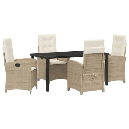 Trädgårdsmöbelset med kudde 5 pcs Beige konstrotting