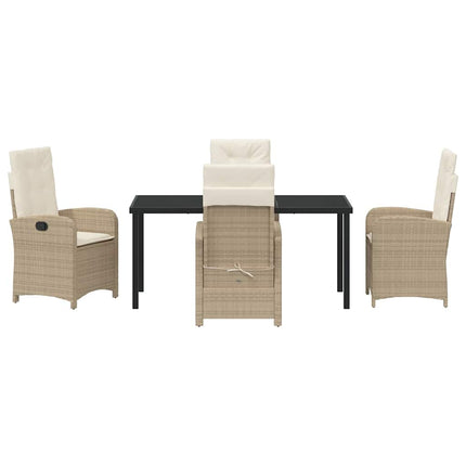 Trädgårdsmöbelset med kudde 5 pcs Beige konstrotting