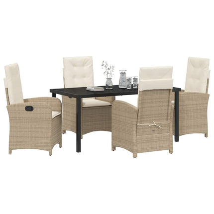 Trädgårdsmöbelset med kudde 5 pcs Beige konstrotting