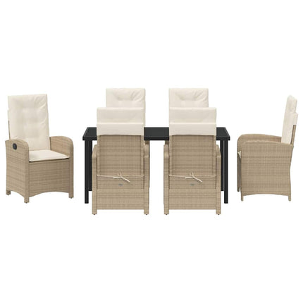 Trädgårdsmöbelset med kudde 7 pcs Beige konstrotting