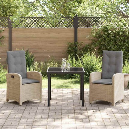 Trädgårdsmöbelset med kudde 3 pcs Beige konstrotting